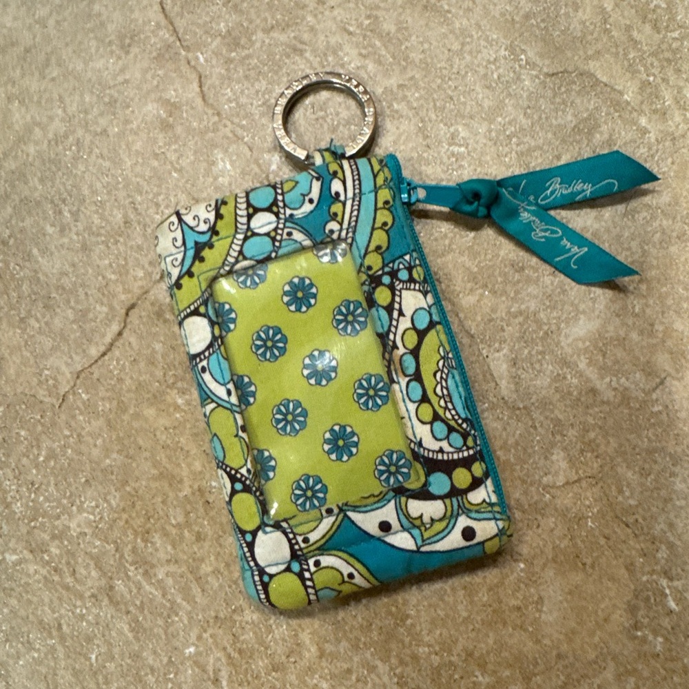 Vera Bradley Green and Blue Quilted ID Holder